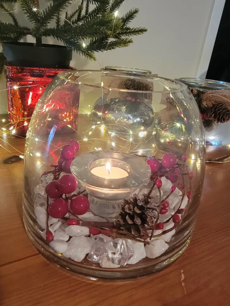 Glass Candle Holder with Decorations thumbnail