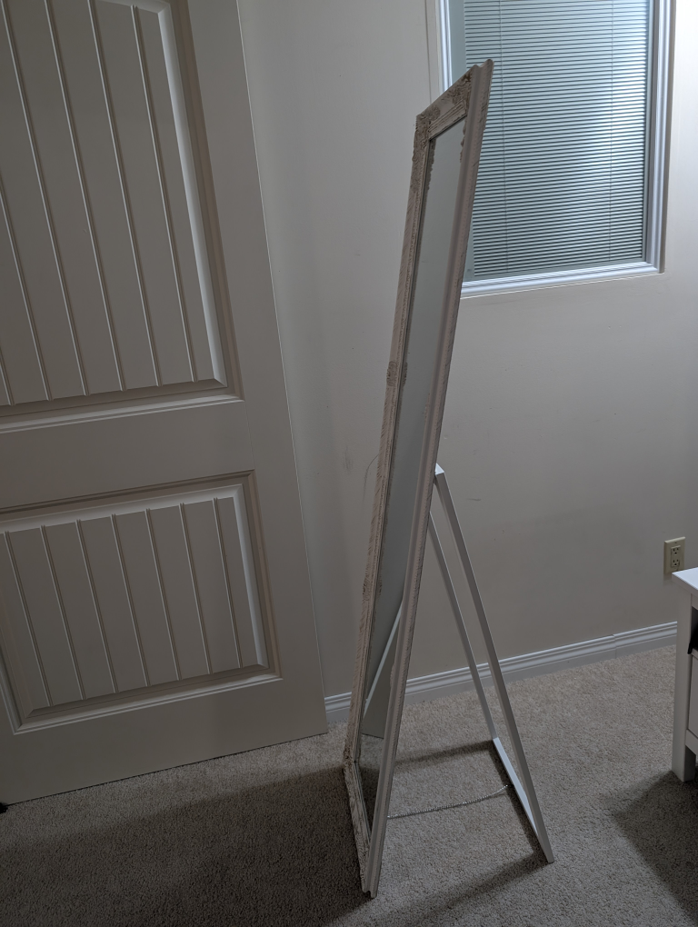 Standing Mirror with Ornate White Frame - photo 2
