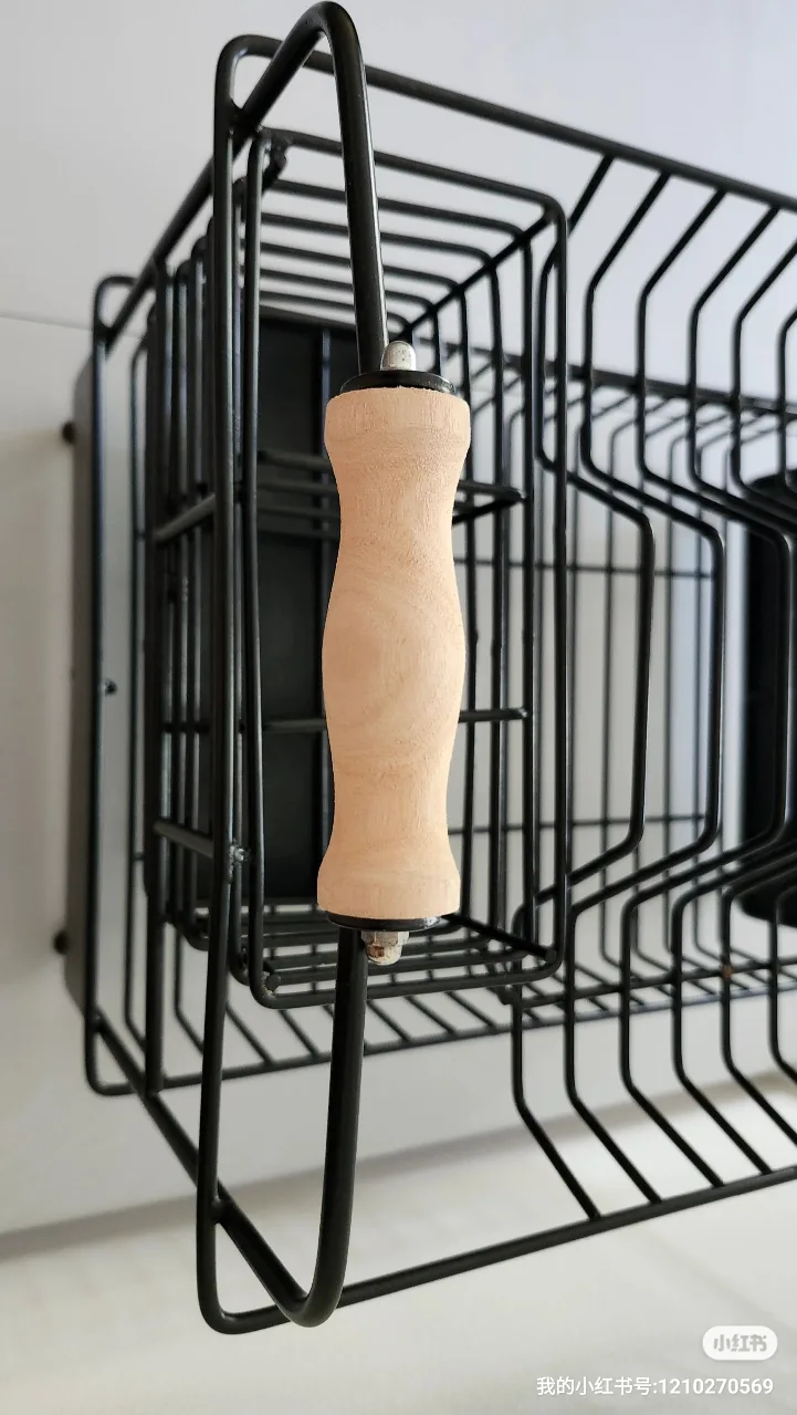 Black Metal Dish Rack with Wood Handles image indicator(2)