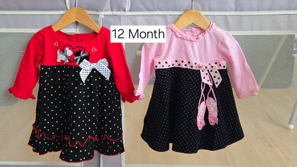 Baby Size: 12 Month Dresses - Red/Black & Pink/Black thumbnail