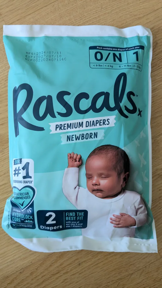 Rascals Newborn Premium Diapers (Size 0/N & 1)