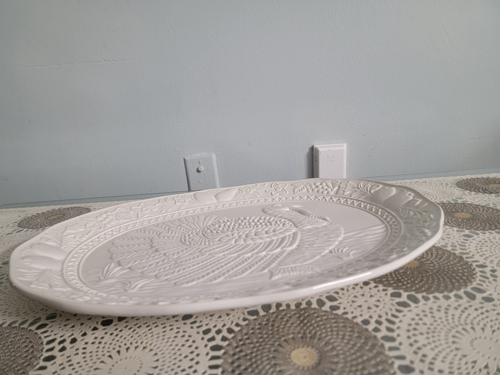 White Stonewear Turkey Platter - photo 4