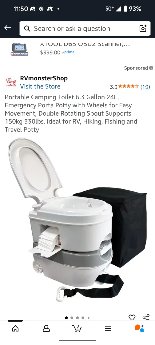 Portable Camping Toilet - 6.3 Gallon image indicator(6)