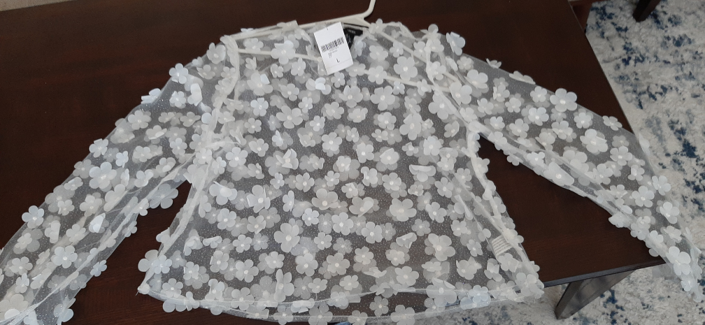 Forever 21 White Floral Top - Size L - New