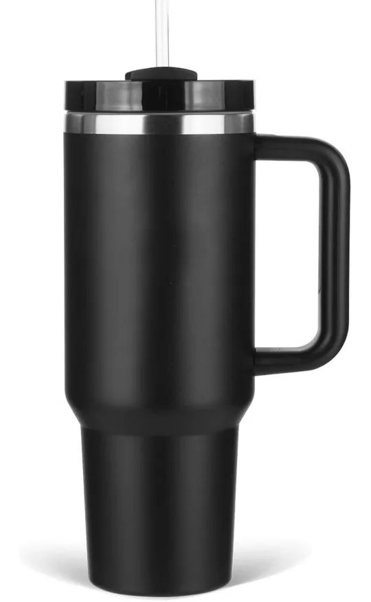 BUBA Black Tumbler with Handle and Straw thumbnail