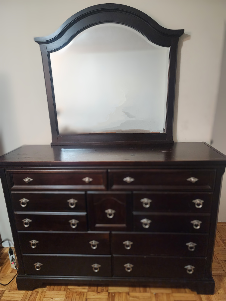 Dark Wood Dresser with Mirror