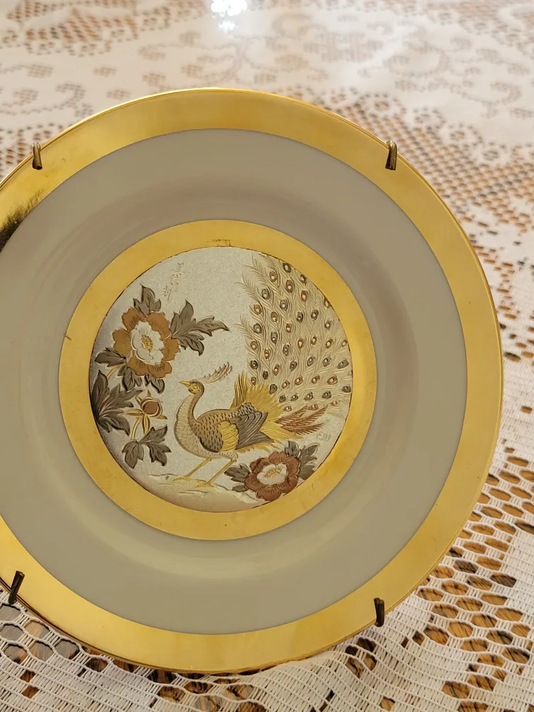 Peacock Chokin Yoshinobu Hara Limited Edition Plate image indicator(4)