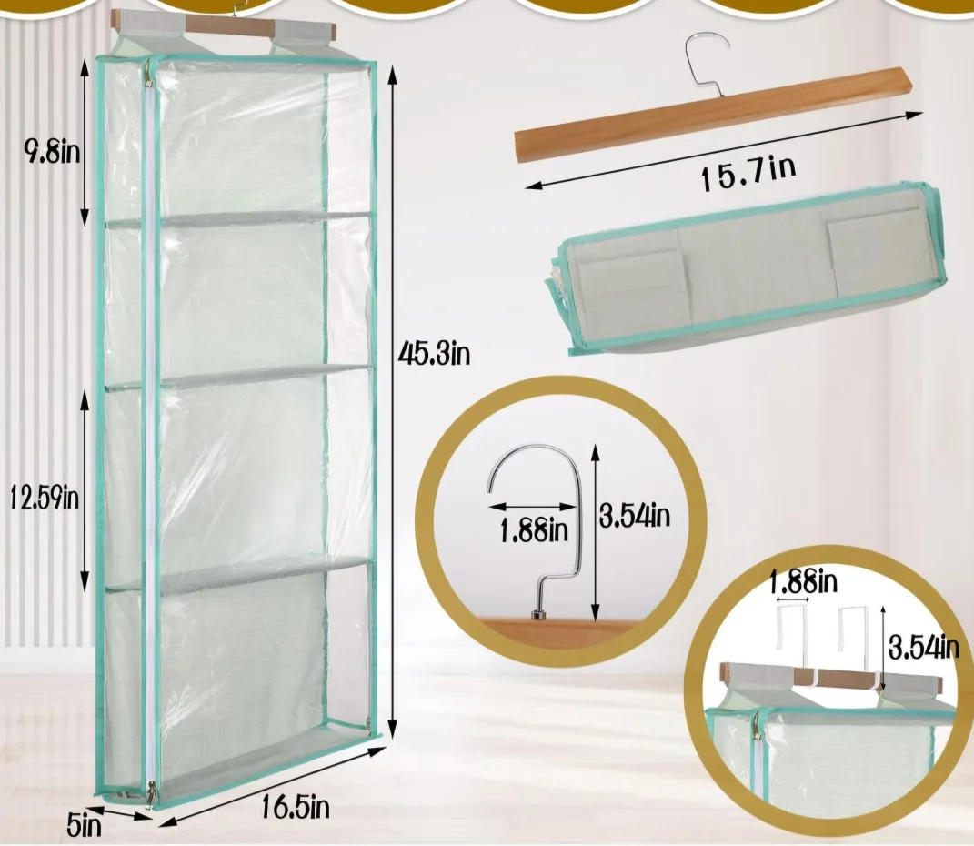 Hanging Storage Organizer with 4 Large Pockets & Double Zippers image indicator(3)