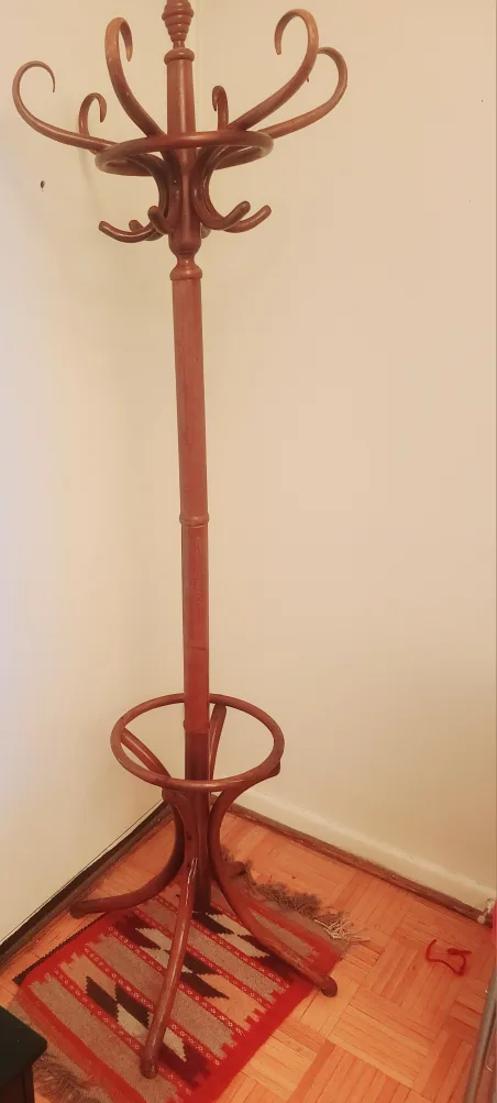 Vintage Wooden Coat Rack Stand thumbnail