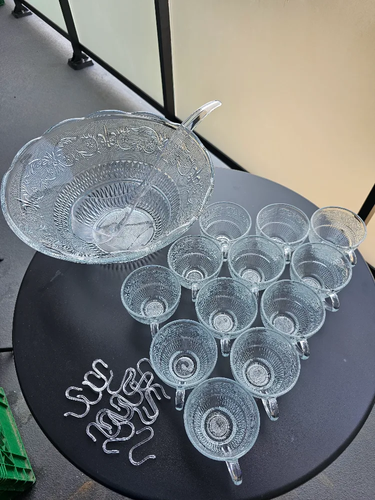 Decorative Glass Punch Bowl Set, 26-Pieces 🧡 thumbnail