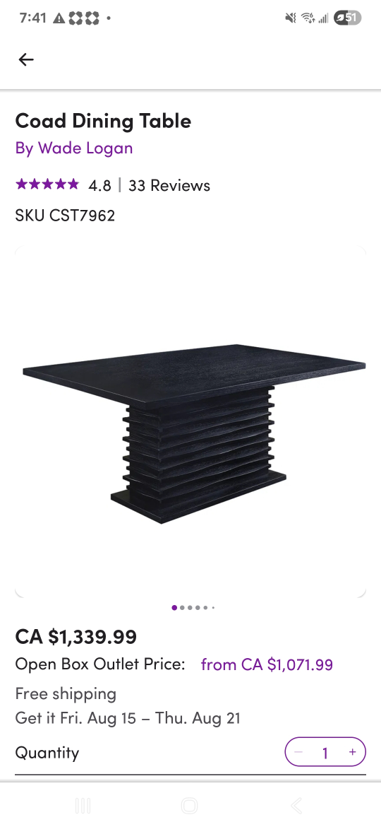Wade Logan Coad Dining Table - Black - photo 4