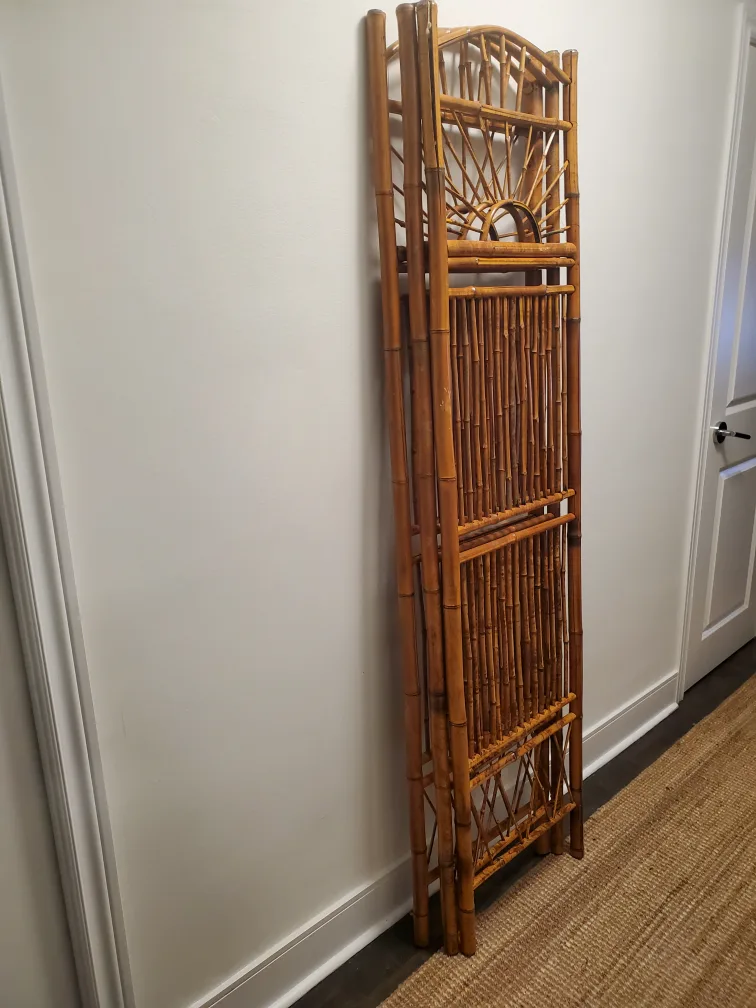 Vintage Bamboo 3-Panel Folding Screen Room Divider image indicator(6)