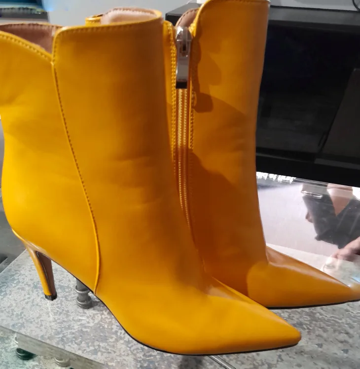 Yellow Heeled Ankle Boots - Size 6.5 thumbnail