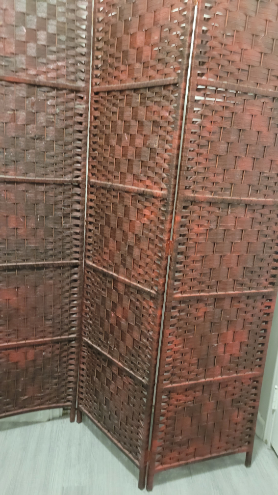 Woven Wooden Room Divider - Brown