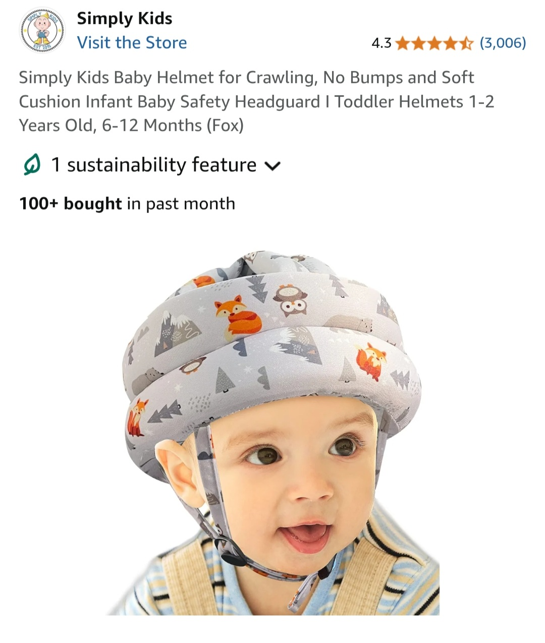 Simply Kids Baby Helmet - Fox Design