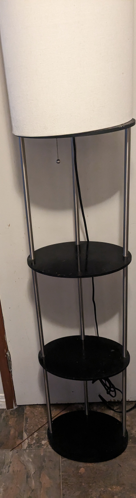 Floor Lamp with Shelves - Black & Silver