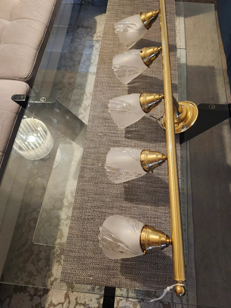 Vintage 5-Light Brass Ceiling Fixture thumbnail