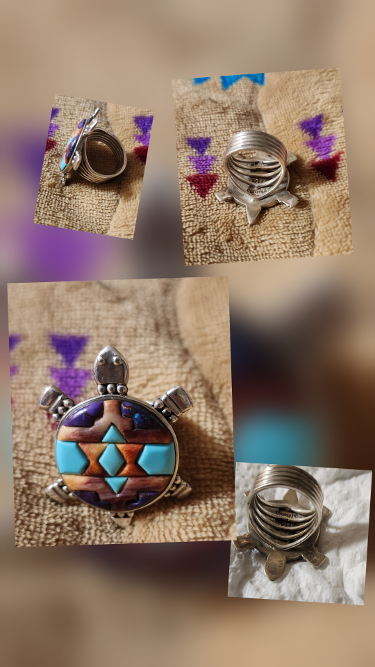 Sterling Silver Turtle Ring with Turquoise