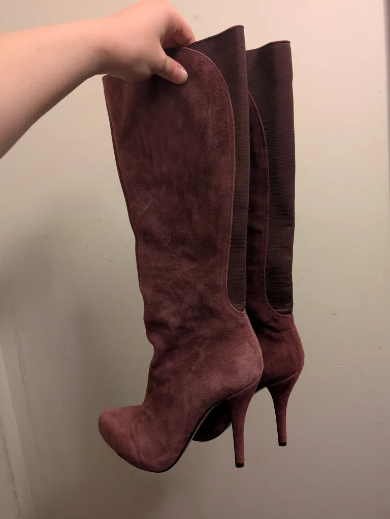 Enzo Angiolini Burgundy Suede Knee High Boots - 6.5M thumbnail