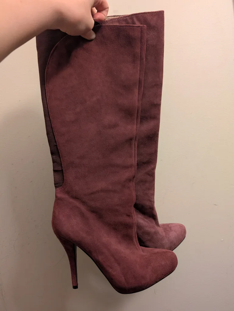 Enzo Angiolini Burgundy Suede Knee High Boots - 6.5M image indicator(2)