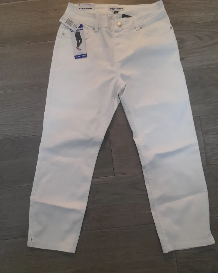 New NYCARD White Skinny Crop Jeans - Size 10 thumbnail