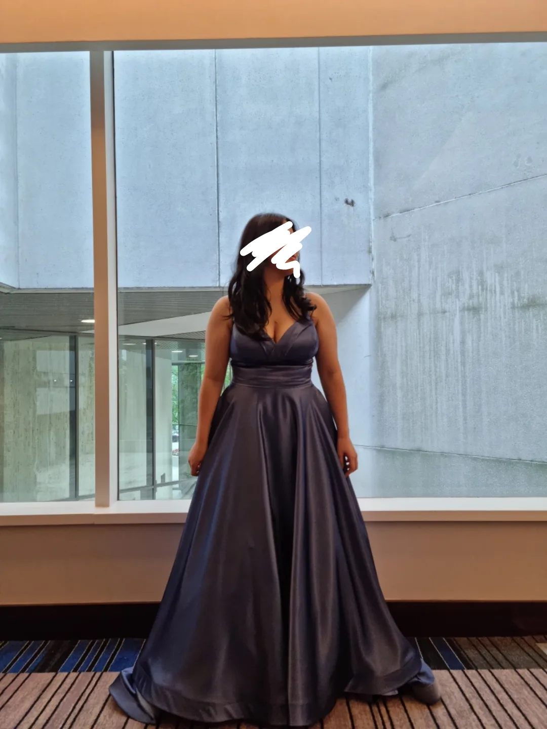 Elegant Navy Blue Satin Formal Dress thumbnail
