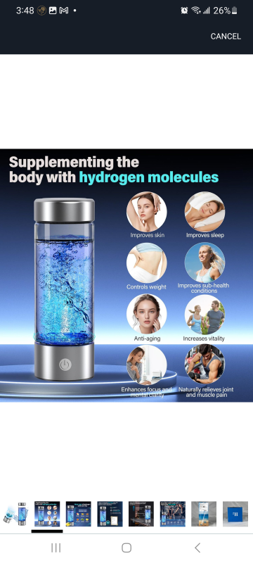 Hydrogen Water Bottle, 420ml Hydrogen Water Generator - photo 3