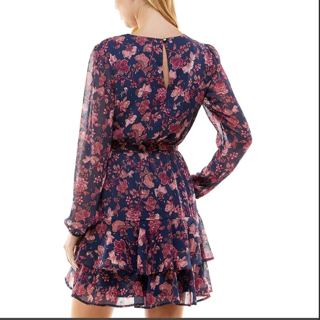 New City Studio Navy Pink Floral Dress - Size M image indicator(4)
