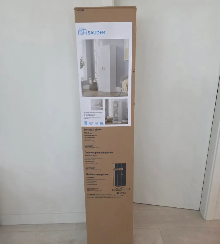Sauder White Bookcase Storage Cabinet - New in Box! thumbnail