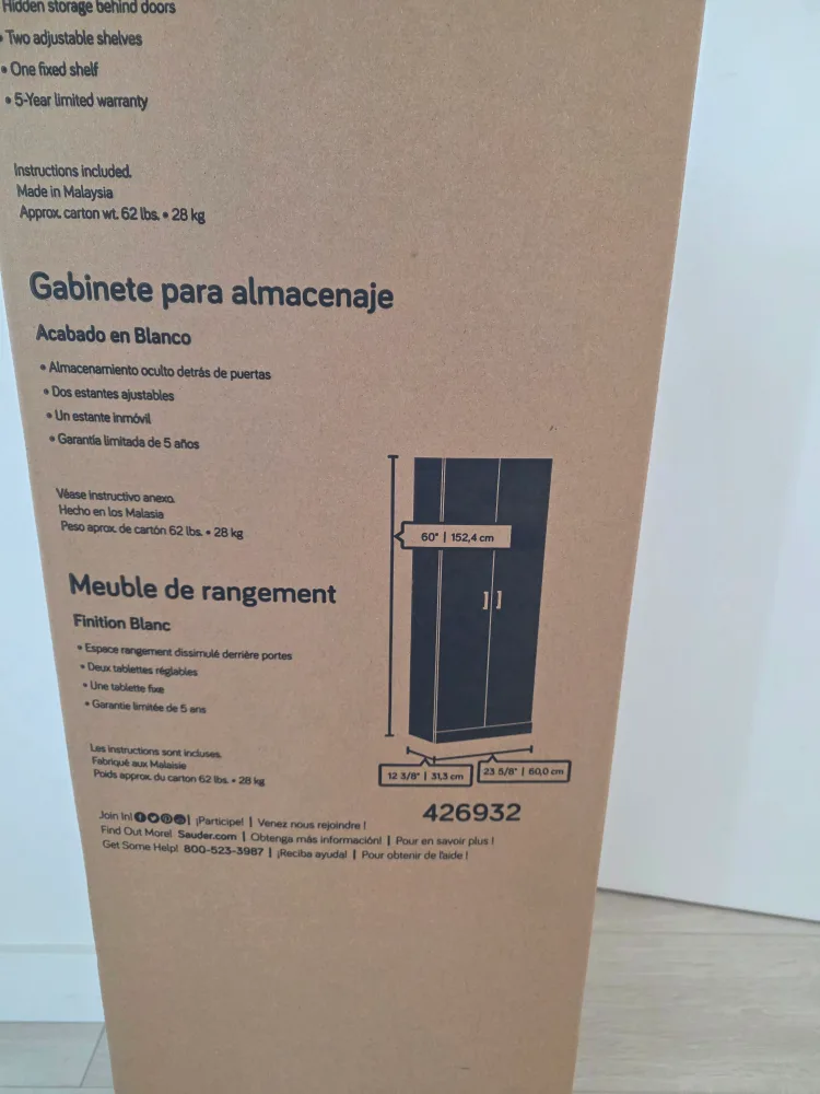 Sauder White Bookcase Storage Cabinet - New in Box! image indicator(2)