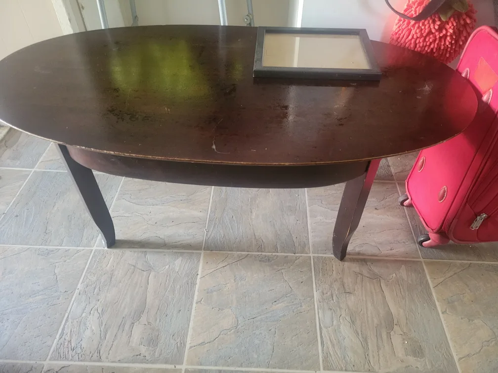 Oval Wooden Table - Brown thumbnail