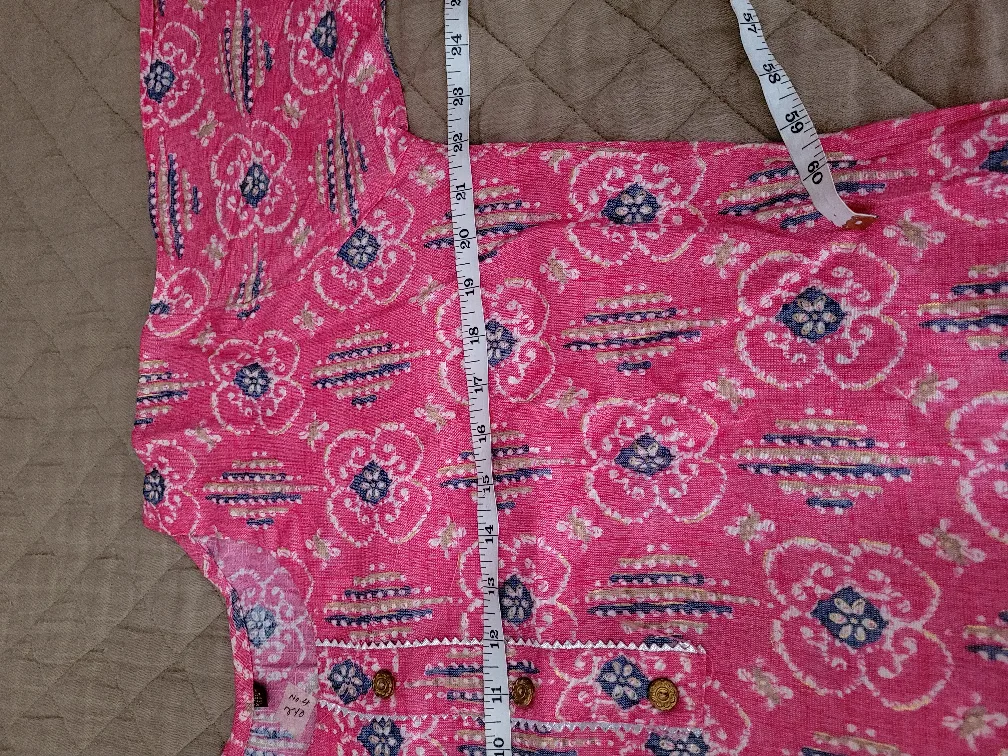 Pink Printed Kurti - Size M image indicator(3)