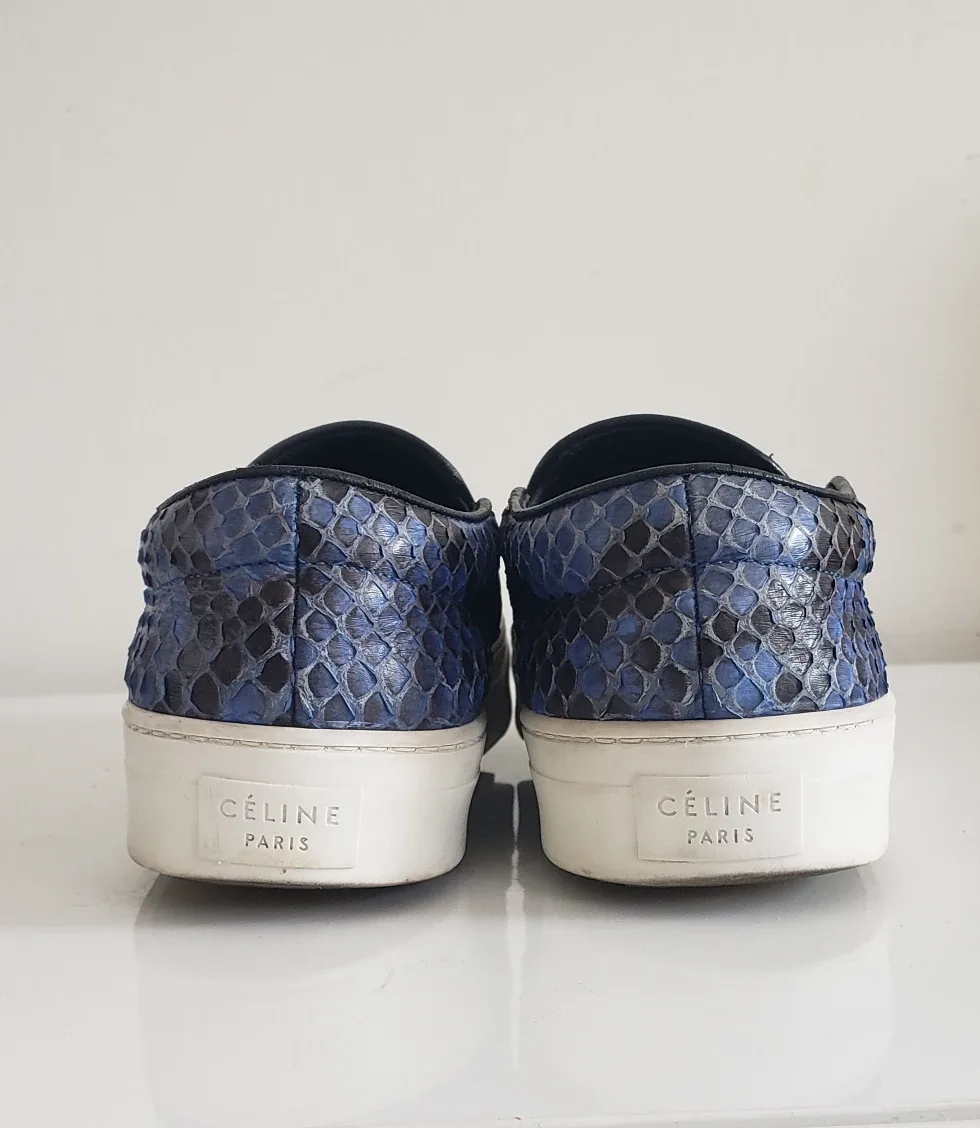 Celine Blue Snakeskin Slip-On Sneakers - Rare image indicator(2)