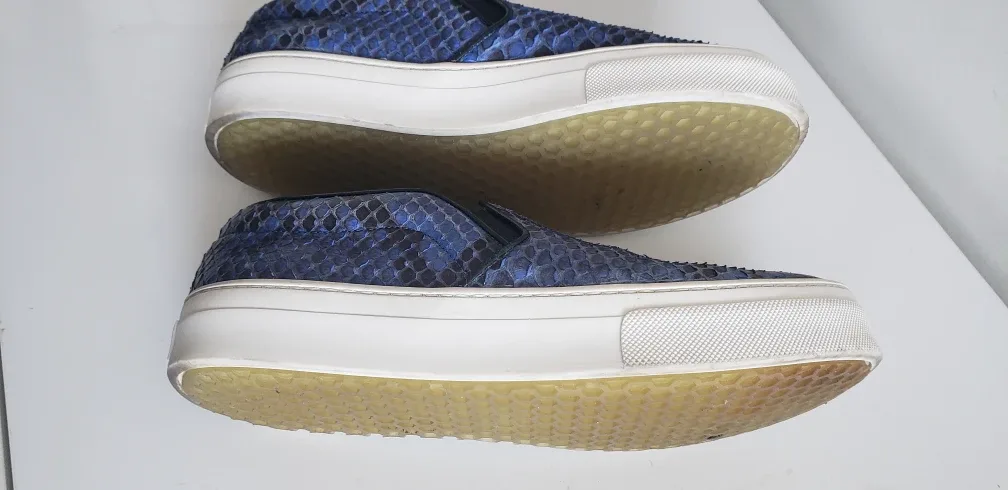 Celine Blue Snakeskin Slip-On Sneakers - Rare image indicator(4)