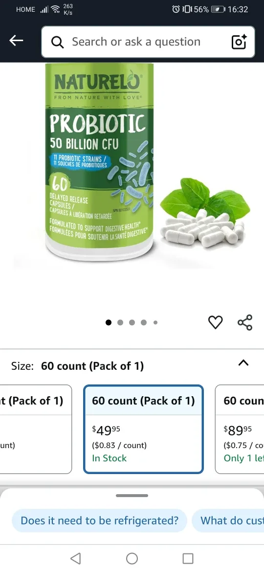 Naturelo Probiotic 50 Billion CFU, 60 Capsules thumbnail