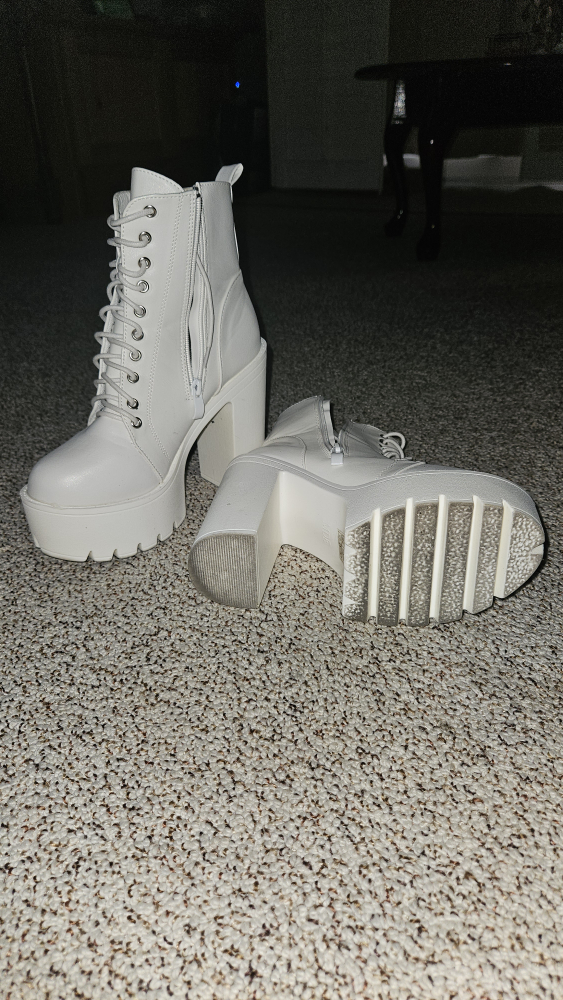 White Platform Heel Boots size 6