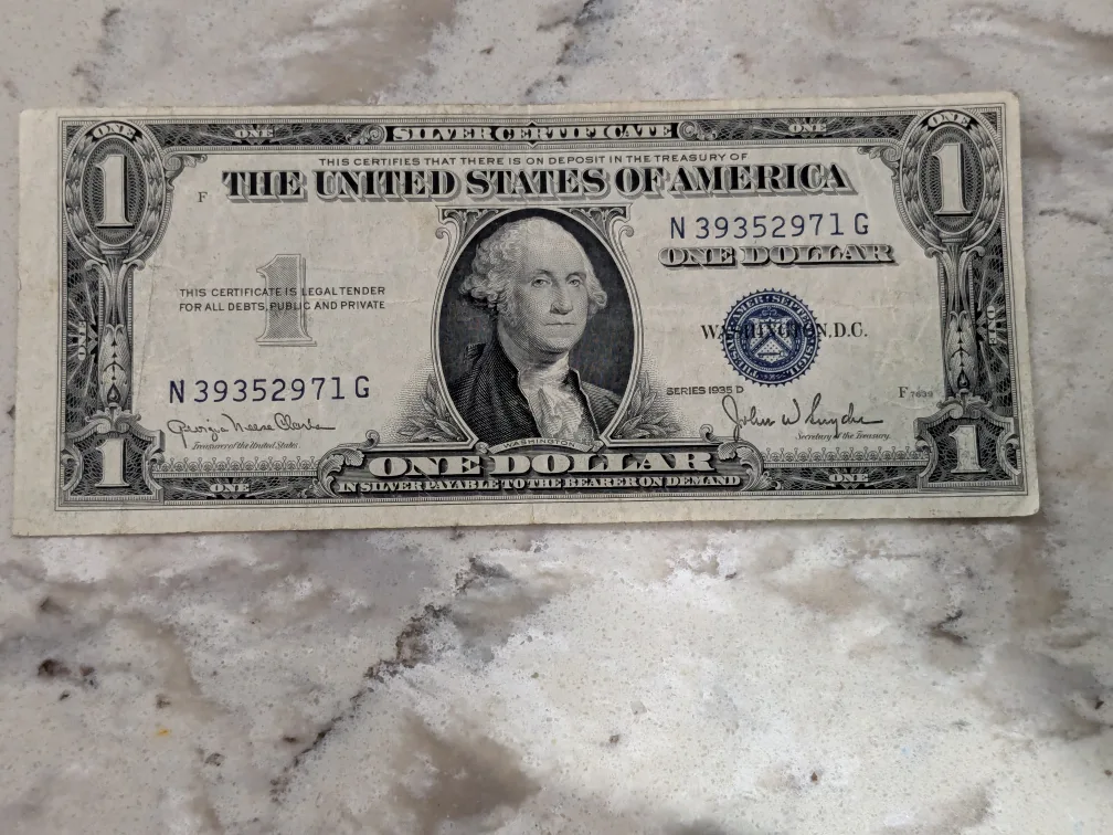 Series of 1935 D $1 dollar bill Silver Certificate thumbnail
