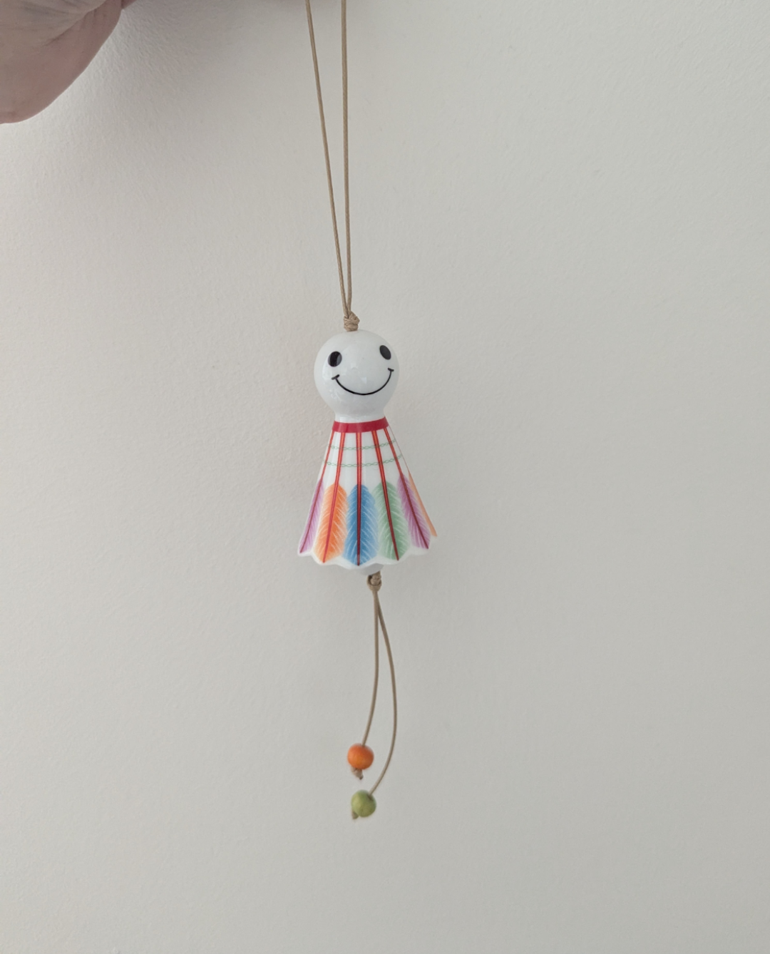 Ceramic Wind Chime with Feather Design