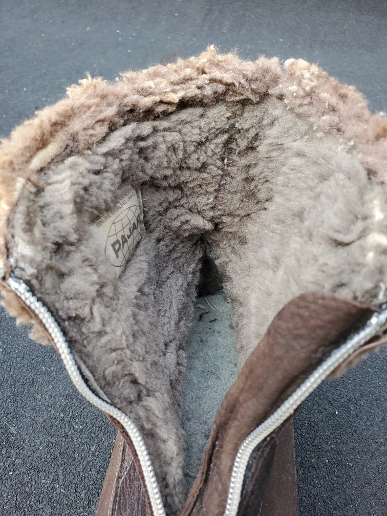 Pajar brown/tan leather sherpa lined ankle boots - size 8 image indicator(5)