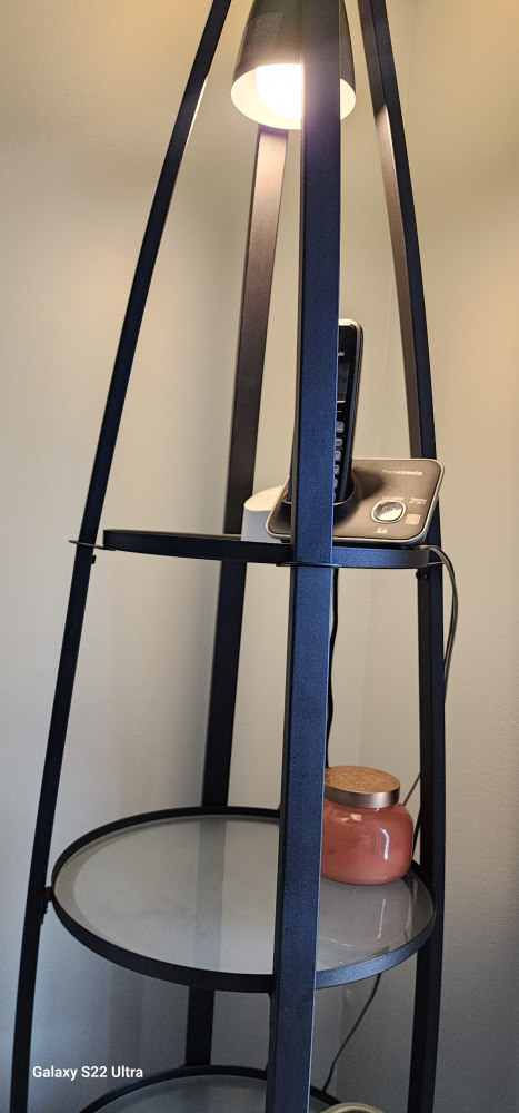 Black Metal Floor Lamp with Shelves - photo 3