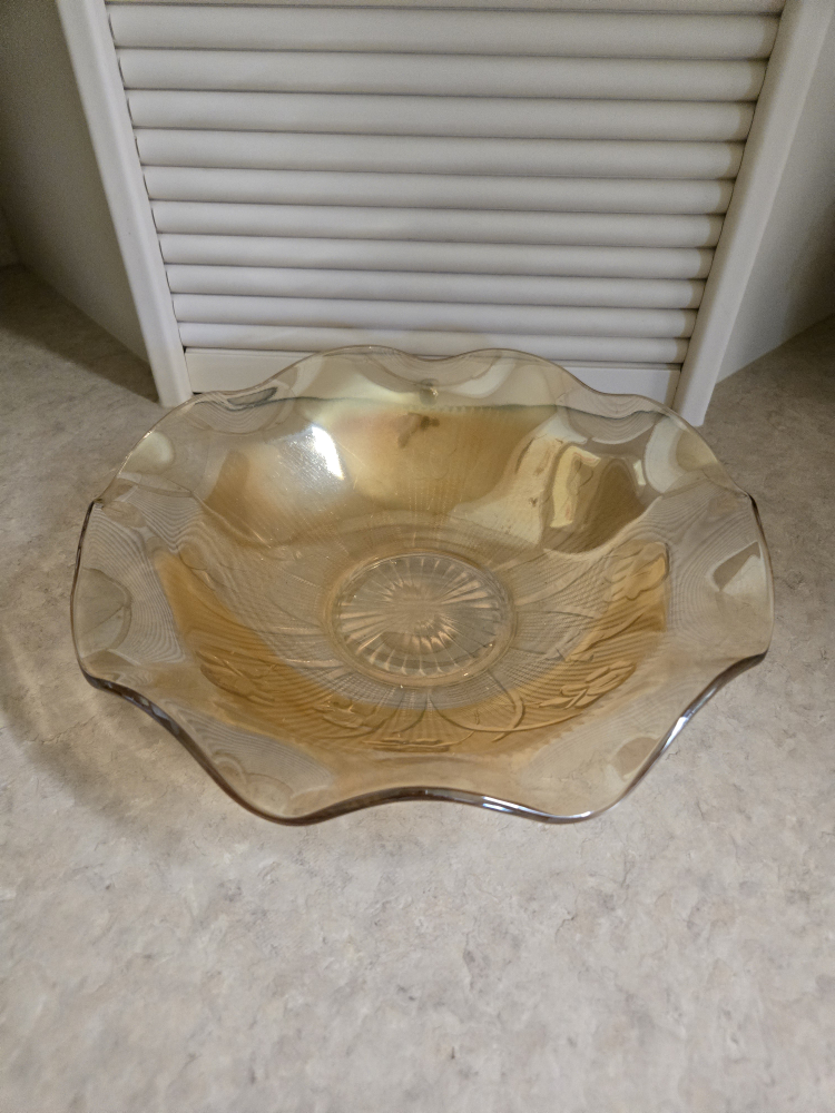 Vintage Carnival Glass Bowl, Iridescent