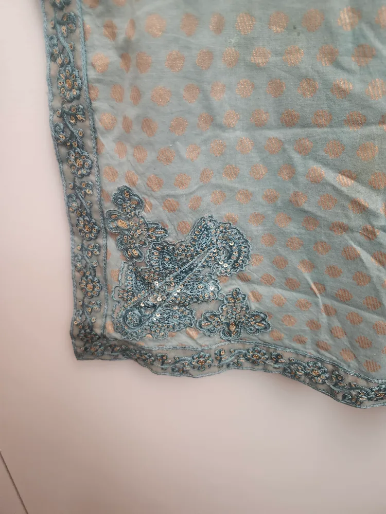 ✨ Elegant Blue & Gold Embroidered Kurta with Dupatta for girls✨ image indicator(7)