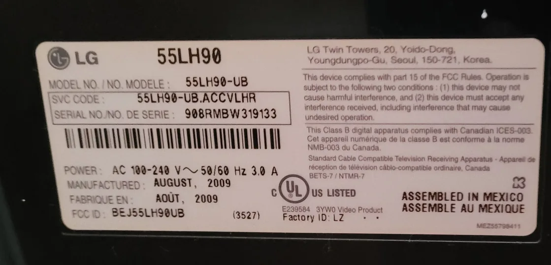 LG 55LH90 55" LCD TV image indicator(4)