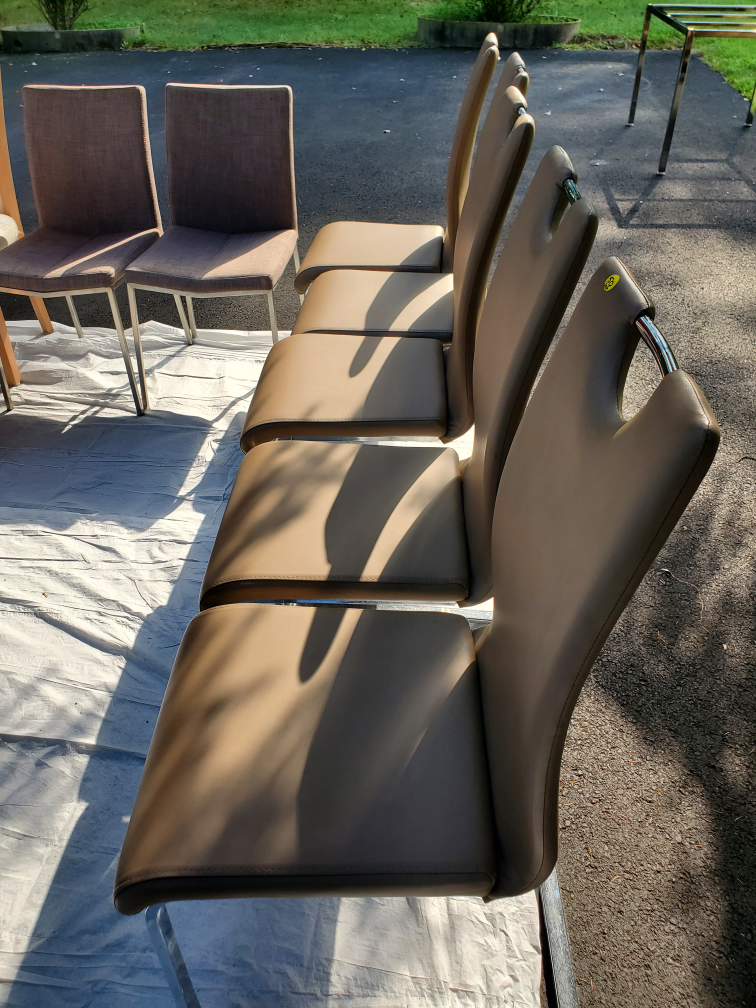 Set of 5 Dining Chairs - Beige Leather - photo 3