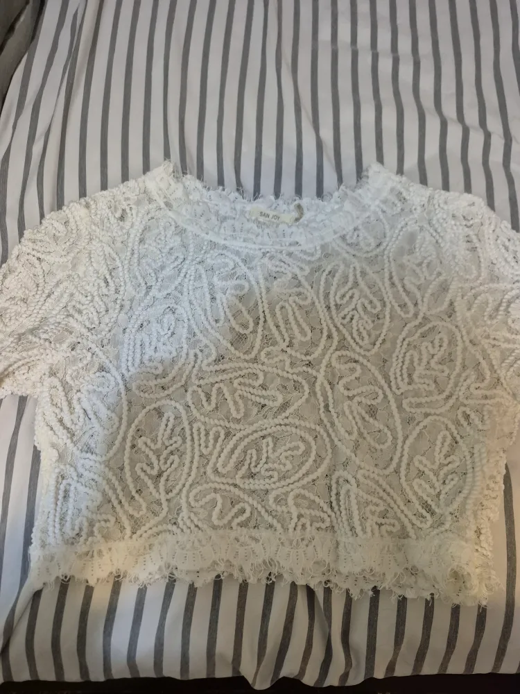 San Joy White Lace Crop Top thumbnail