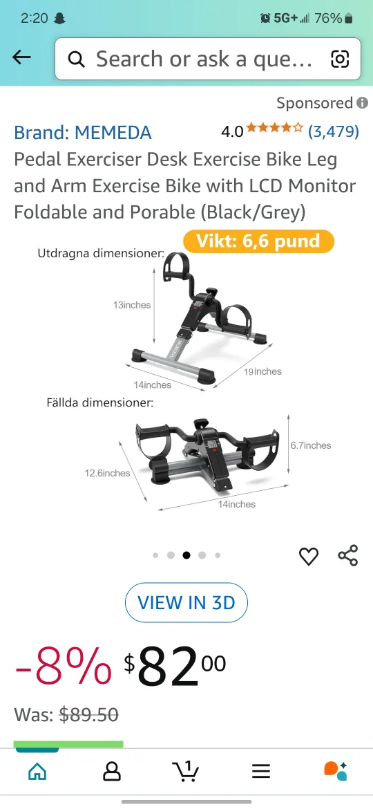 MEMEDA Pedal Exerciser - Desk Bike image indicator(3)