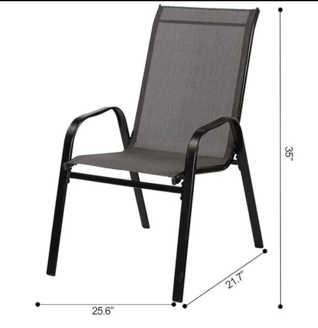 Set of 4 Black Mesh Patio Chairs - photo 5