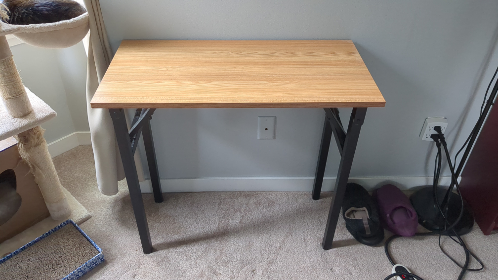 Folding Desk - Light Wood Top, Black Frame