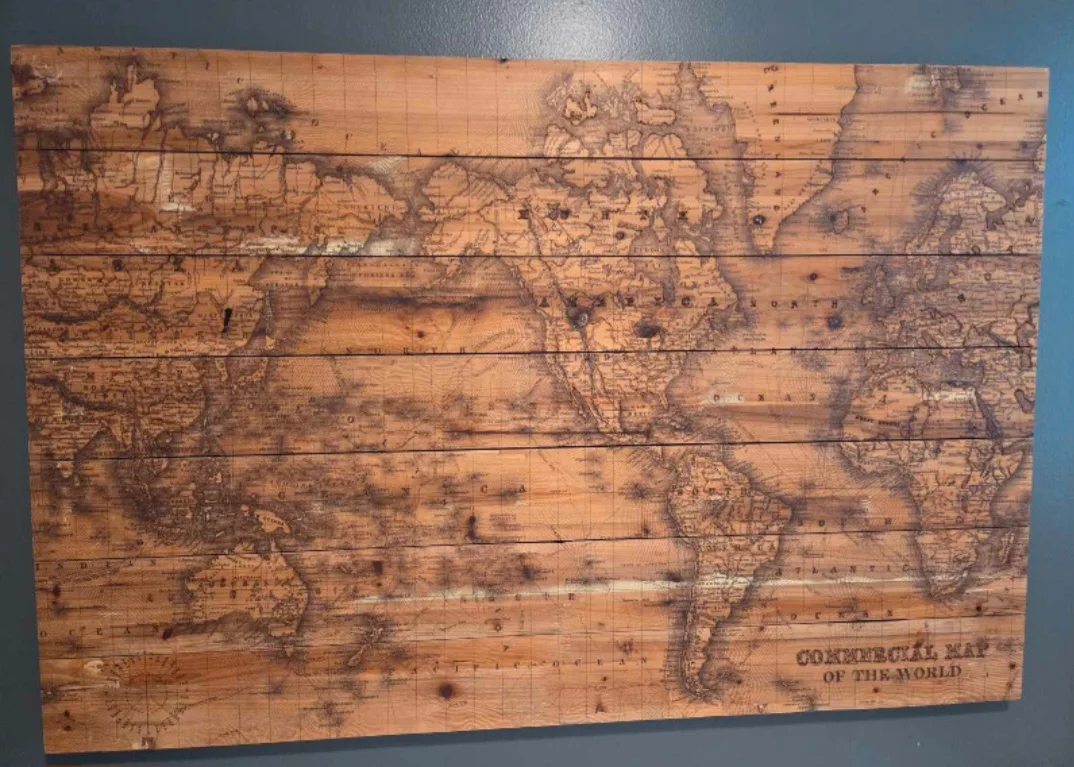 Wood World Map Wall Art thumbnail