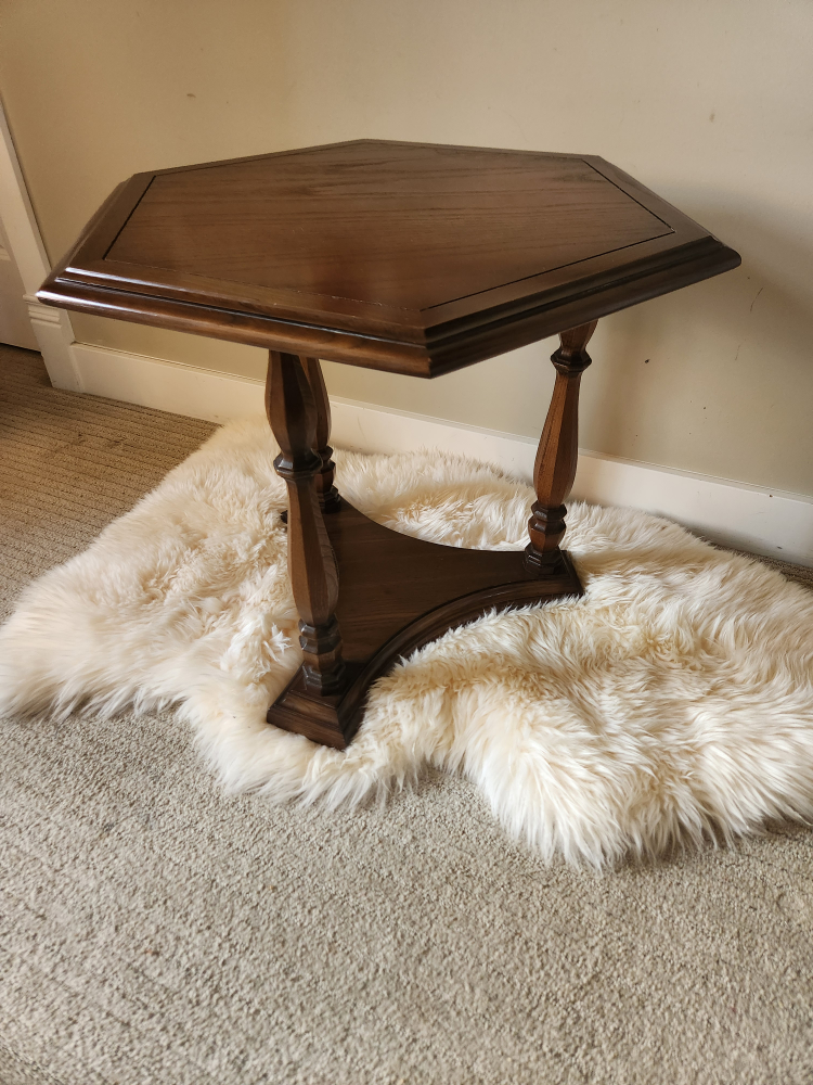 1970's Side Table - Handsome Dark Wood hexagon - photo 3